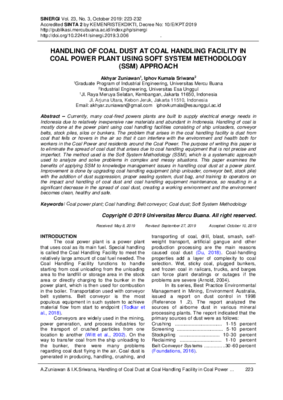 HANDLING OF COAL DUST AT COAL HANDLING FACILITY IN COAL POWER PLANT USING SOFT SYSTEM METHODOLOGY (SSM) APPROACH