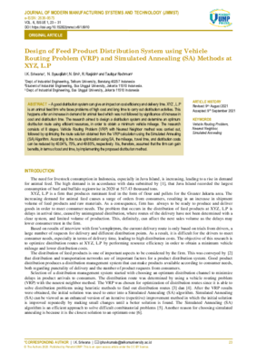 Design of Feed Product Distribution System using Vehicle Routing Problem (VRP) and Simulated Annealing (SA) Methods at XYZ, L.P