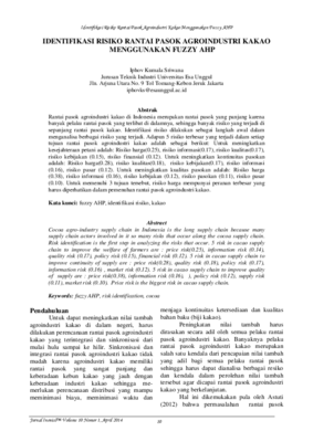 IDENTIFIKASI RISIKO RANTAI PASOK AGROINDUSTRI KAKAO MENGGUNAKAN FUZZY AHP