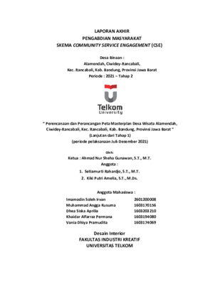 Laporan Akhir Pengabdian Kepada Masyarakat Skema Community Service Engagement Desa Wisata Alam Endah periode 2 2021 31012021.pdf